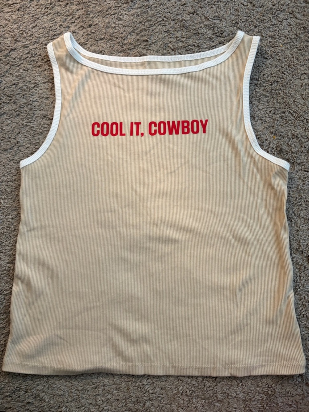 wild fable Beige Tank Top with White Trim and Red Text